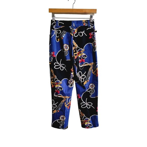 Vintage Lauren Ralph Lauren Nautical Print Pants Size 2 Ankle Blue - Picture 2 of 7